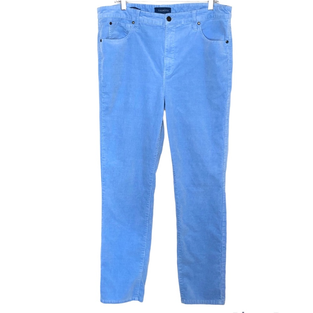 Talbots Blue High Rise Straight Leg Corduroy Pants Size 14 5-pocket 29” Inseam